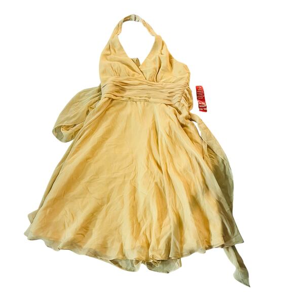 Maggy London Halter Neck Dress Size 16 NWT Yellow - Picture 1 of 7